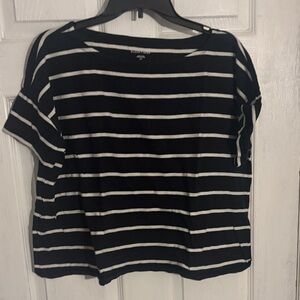 Eileen Fisher Black and White Striped Short Sleeve Tee